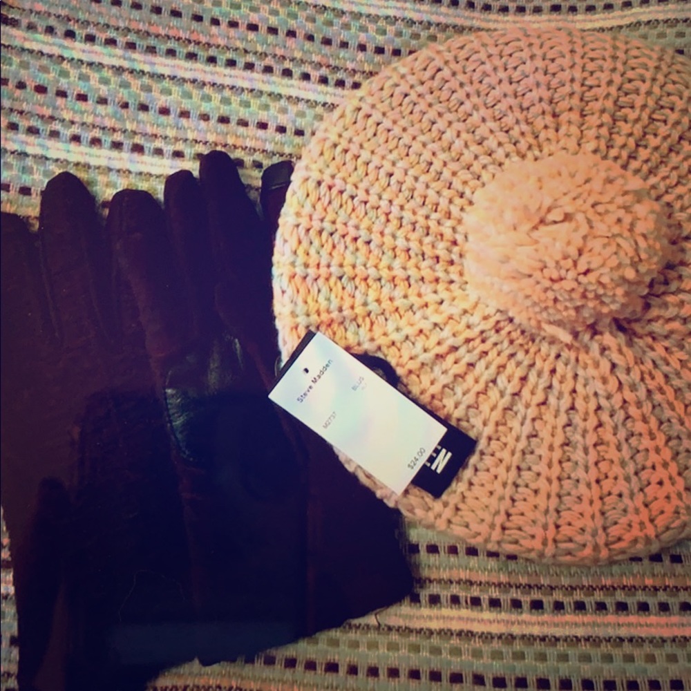 scarf hat gloves lot steve madden echo pink